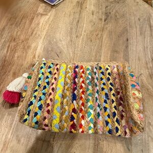 Antik Kraft Multicolor Woven Clutch with Tassel
